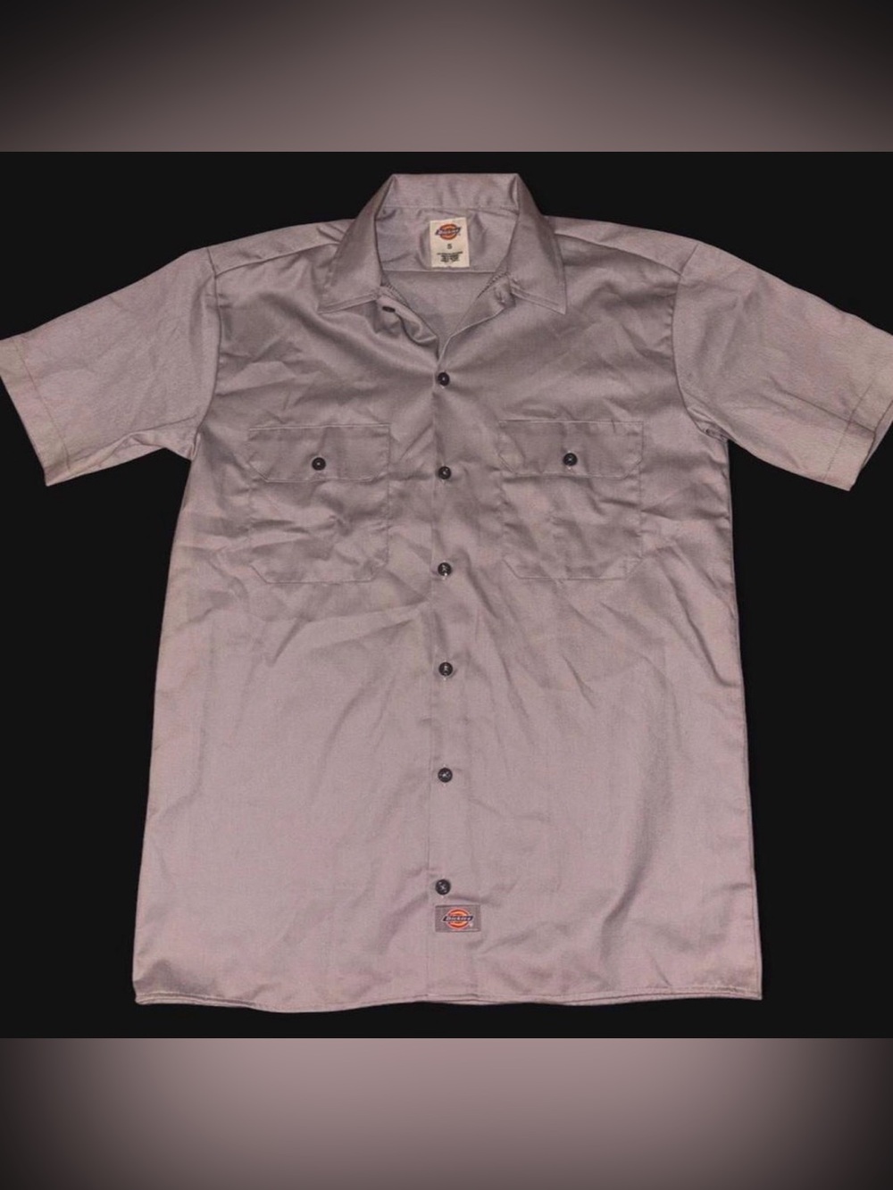 Dickies Men’s S Gray Short Sleeve Button-Front Work Shirt Twill Cotton Blend